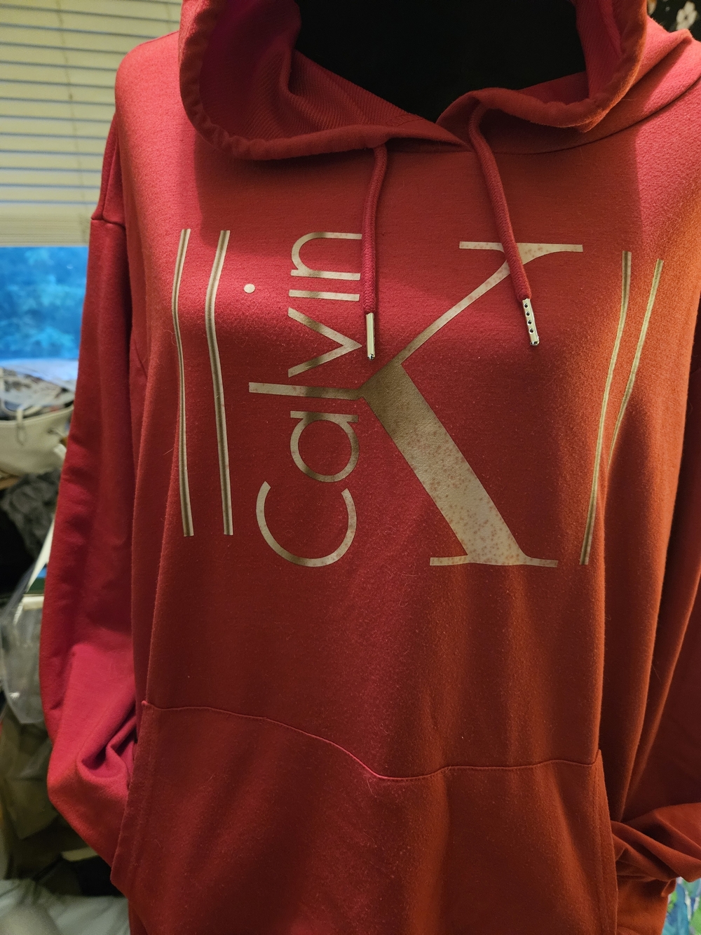 Calvin Klein Red Logo Hoodie Sweater - Picture 2 of 3